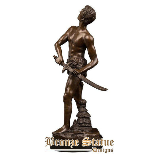 Estátua de cavaleiro japonês samurai com a espada escultura bronze vintage ásia estatueta arte home office decoração ornamento