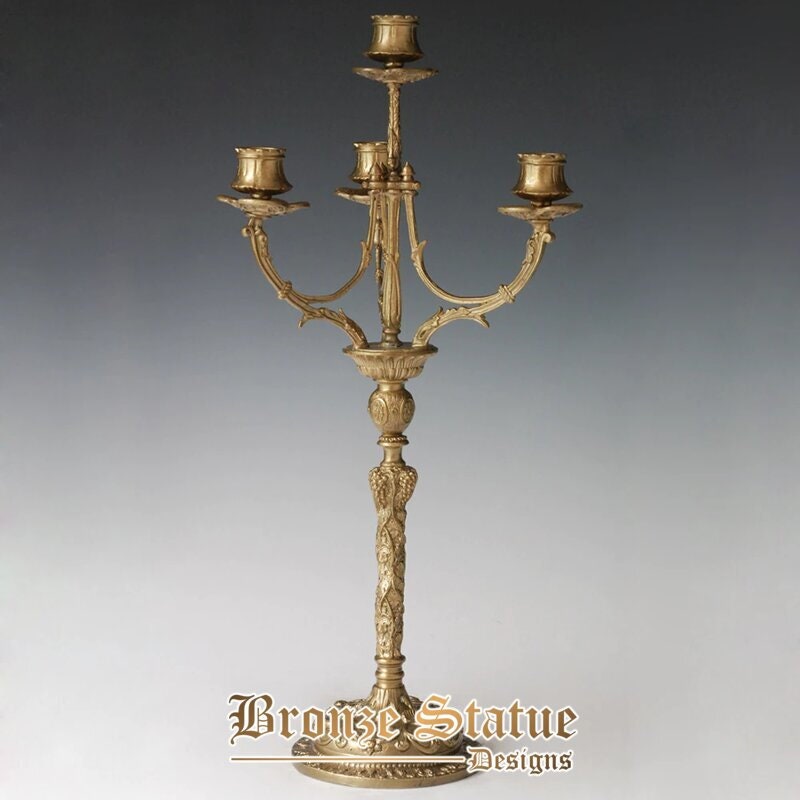 Kandelaber-Kerzenhalter aus Bronze mit 4 Haltern, Statuenskulptur, Heißguss-Wohndekoration