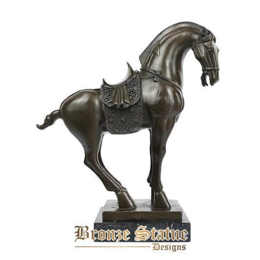 Bronze war horse statue sculpture animal figurine antique art chinese zodiac for study room office desktop decor