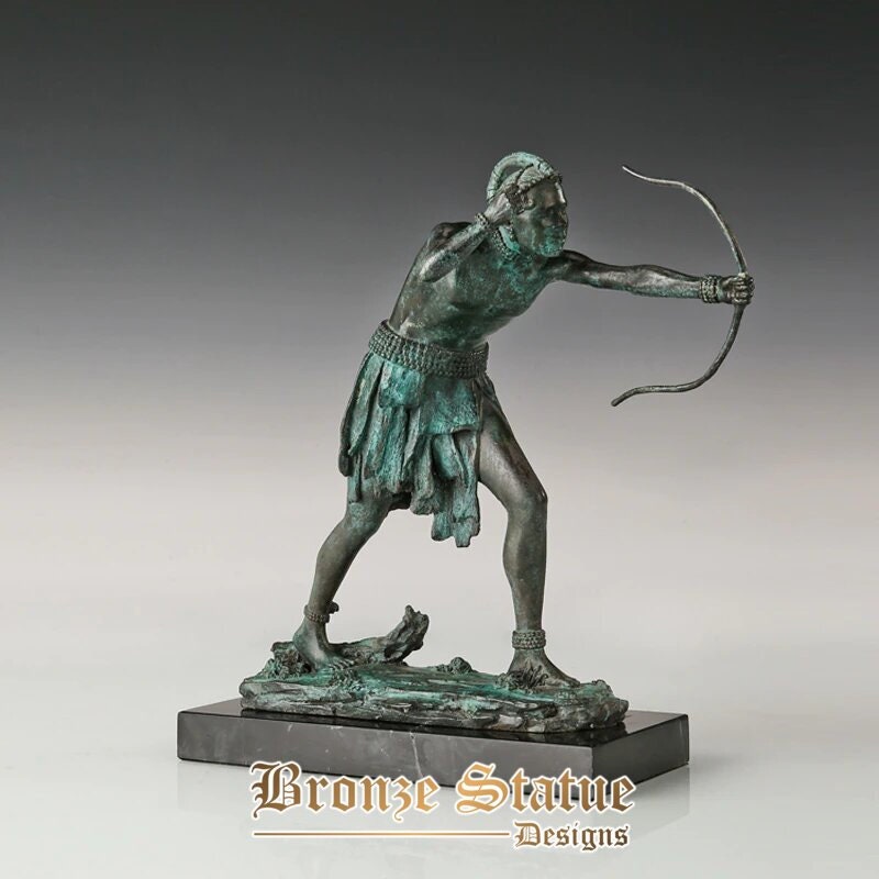 Bronze indian hunter statue sculpture vintage hot casting art collection home decor