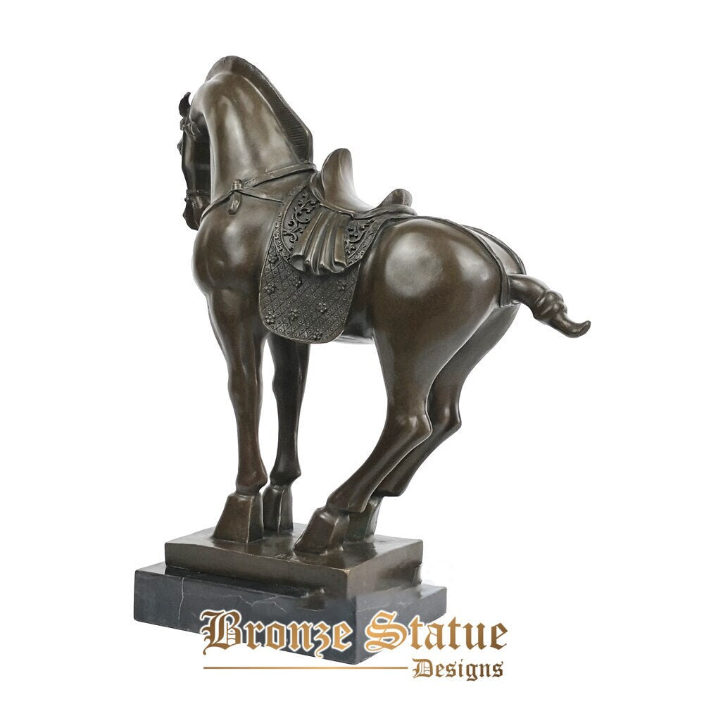 Bronze war horse statue sculpture animal figurine antique art chinese zodiac for study room office desktop decor
