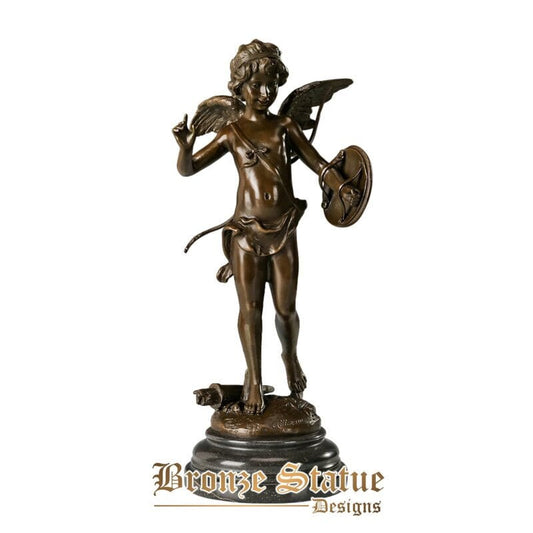 Young cupid bronze statue greek mythology love god eros sculpture figurine copper antique artwork for indoor decor wedding gifts