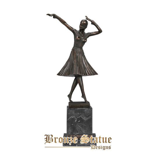 Statua di danza femminile statuetta bronzo antico arte occidentale scultura in rame materiale 15in | 39 cm