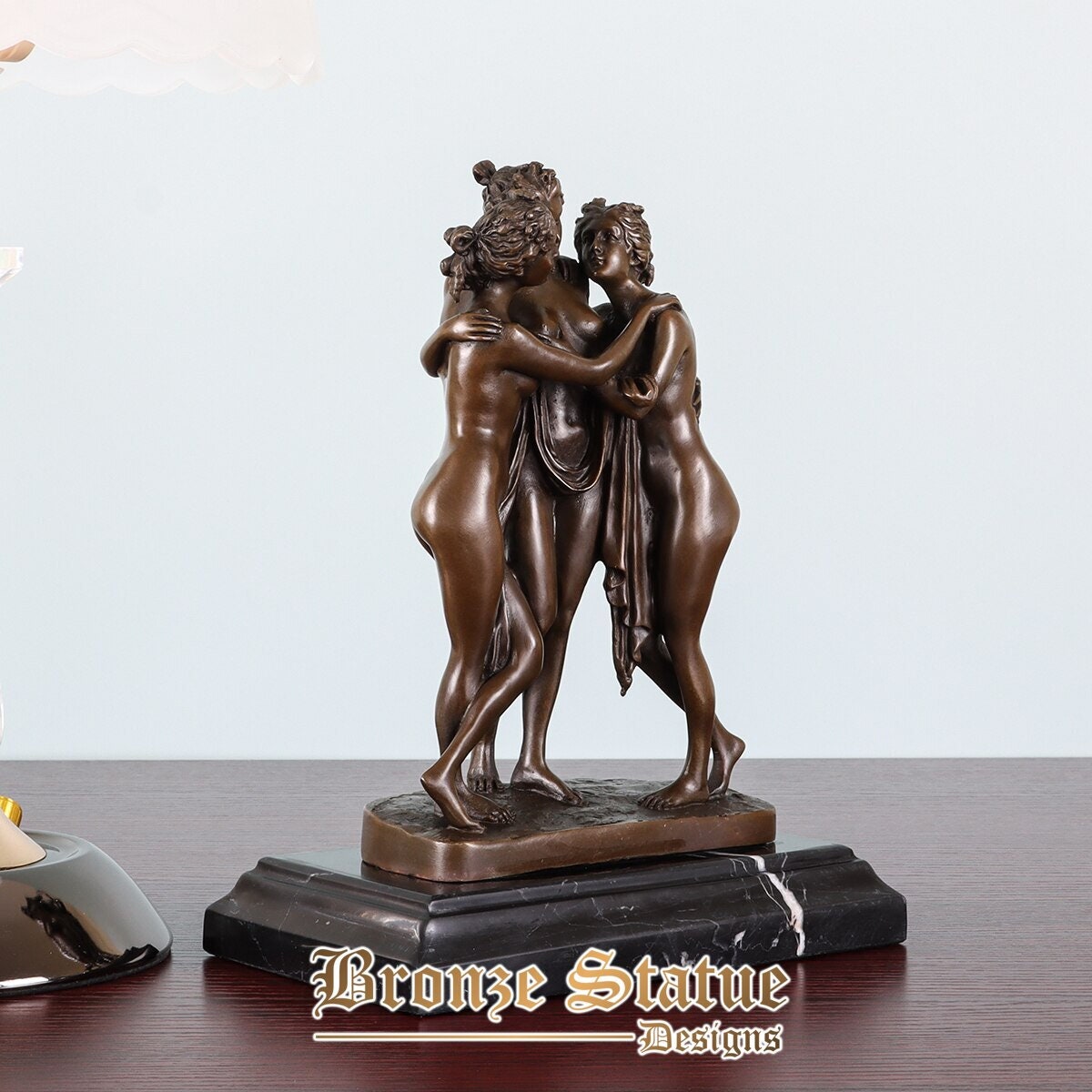 Dea greca scultura famosa tre grazie (charites) statua in bronzo figlie di zeus antica donna nuda arte figurine arredamento