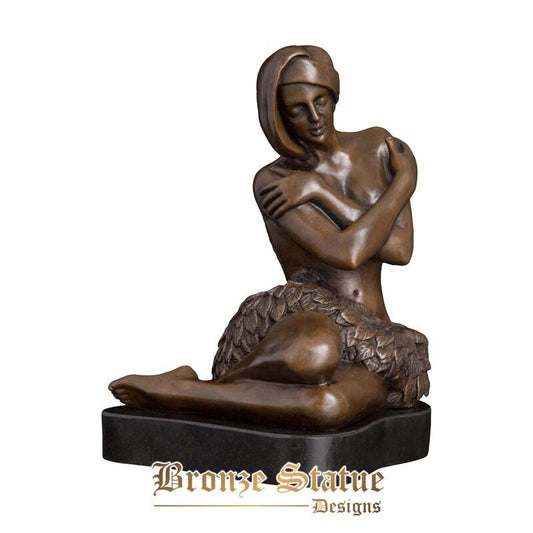 Modern indian young woman sitting bronze sculpture sexy statue western bare art for home decoration