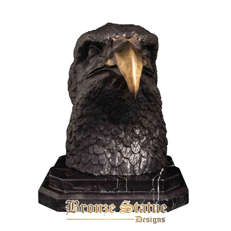Bronze lucky eagle head statue animal hawk sculpture bird figurine hot casting vintage art for office desktop decor