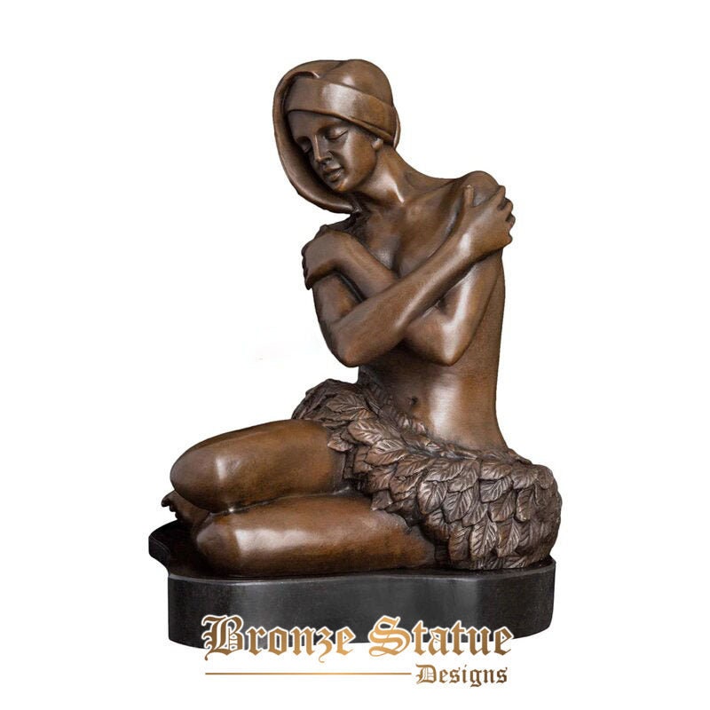 Modern indian young woman sitting bronze sculpture sexy statue western bare art for home decoration