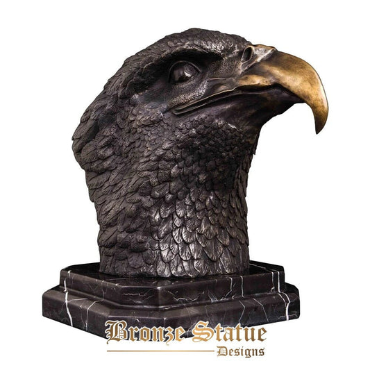 Estátua de cabeça de águia da sorte de bronze escultura de falcão animal estatueta de pássaro fundição quente arte vintage para decoração de mesa de escritório