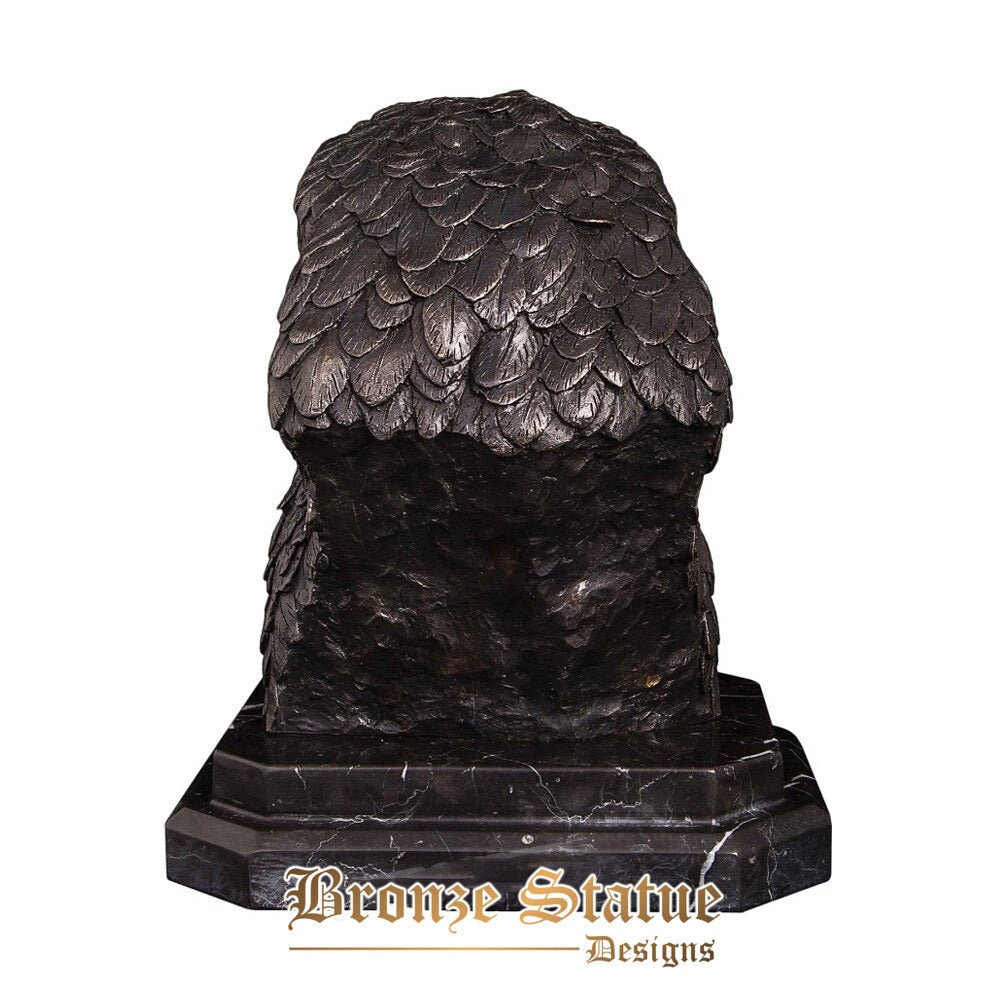 Bronze lucky eagle head statue animal hawk sculpture bird figurine hot casting vintage art for office desktop decor