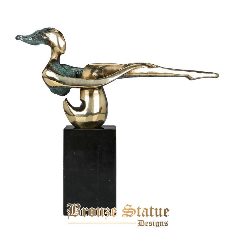 Abstract people statue woman sculpture bronze with marble base for studio decoration modern artwork
