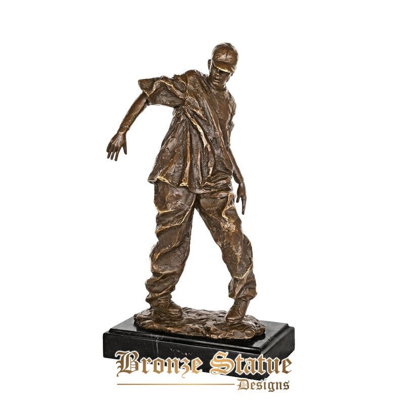 Street dance boy statue sculpture bronze modern art marble base hot casting wonderful home decor gifts