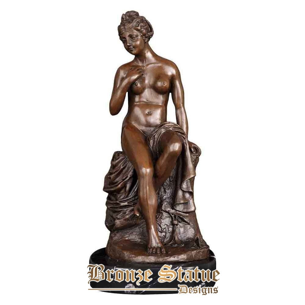 Estátua de mulher nua graciosa estátua de bronze mulher nua ocidental escultura sentada arte erótica estatueta presentes de aniversário