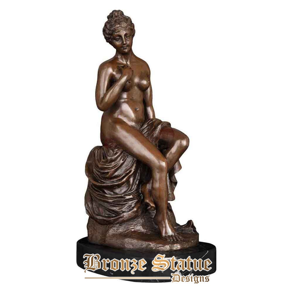 Graceful nude woman statue bronze western naked female sitting sculpture erotic art figurine anniversary gifts