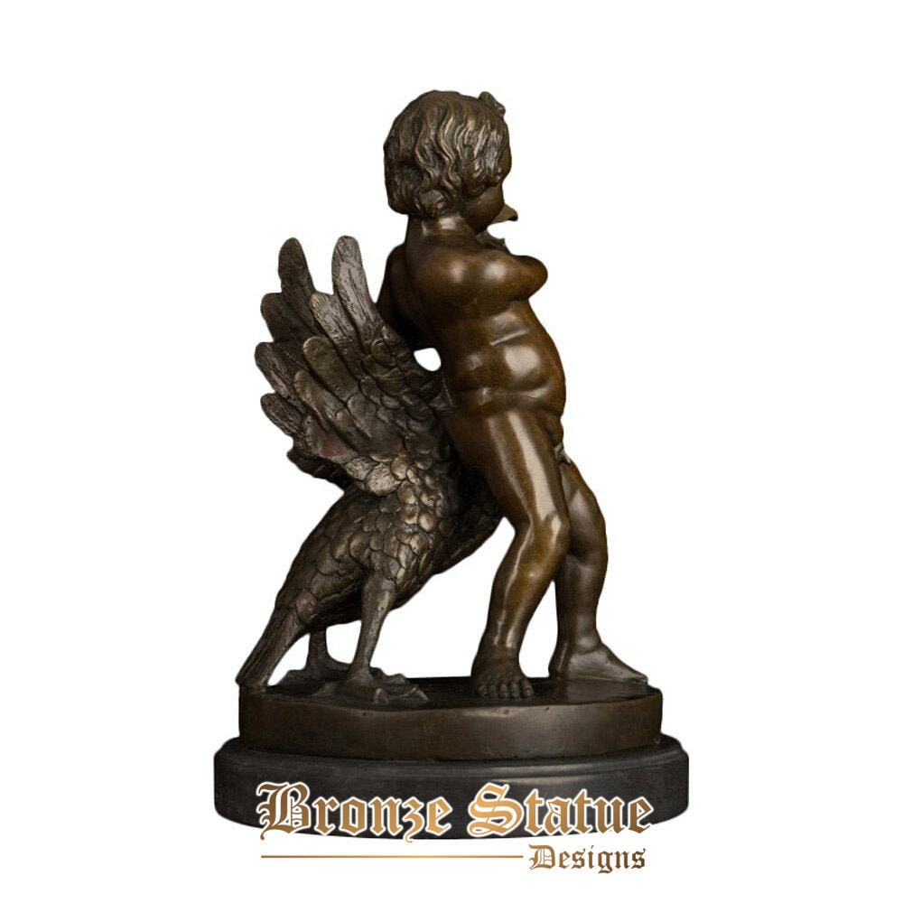 Famous bronze reproduction boy with goose statue ancient greek sculpture figurine art office table decoration