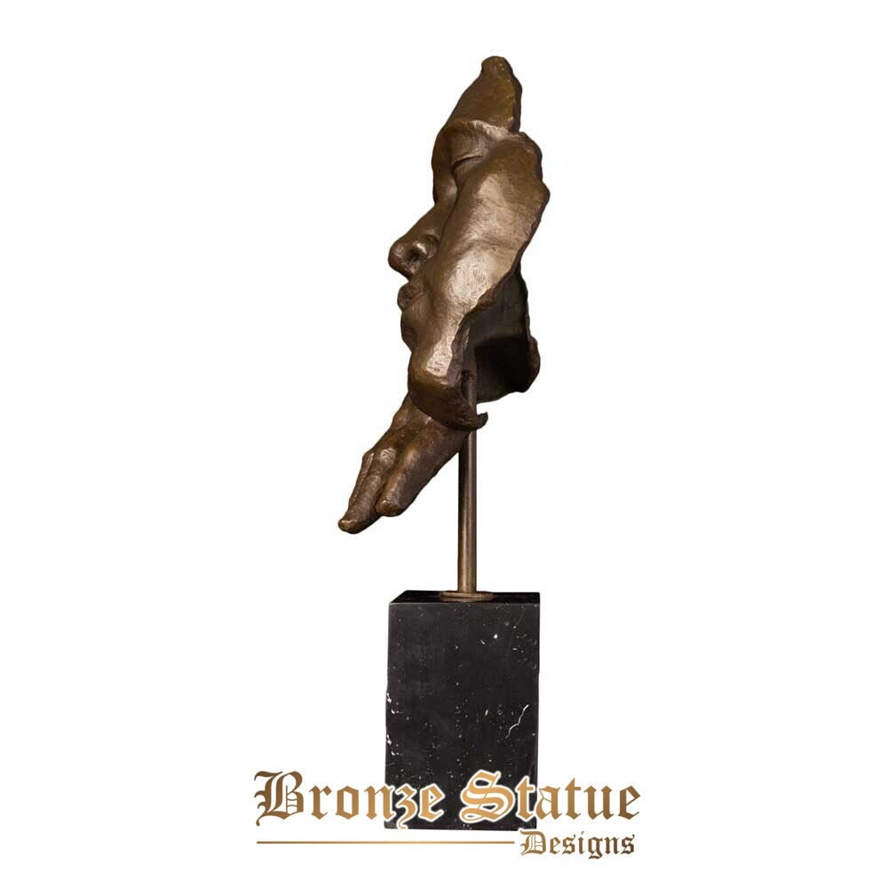 Bronze abstract statue people face sculpture thinking man head figurine art home decoration accessories