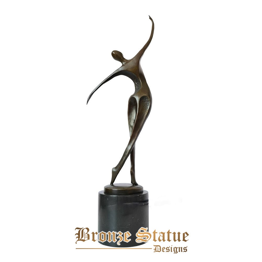 20 polegadas | 53cm | Estátua de dançarina abstrata de bronze escultura arte moderna mulher dançando estatueta para decoração de sala de dança presentes