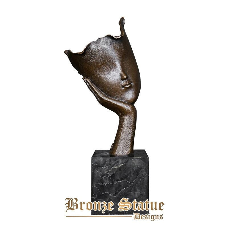 Bronze abstract woman face statue sculpture modern people bust art classy home decor gifts