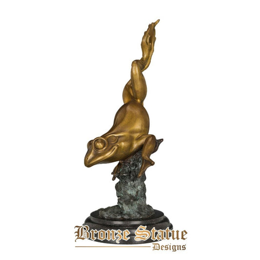 Statua di rana in bronzo figurine di rame animale fengshui scultura artigianato in metallo arte regali di compleanno per bambini