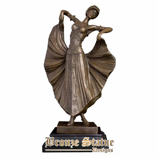 Bronzo donna danza statua occidentale moderna ballerina scultura figurine arte decorazione della casa