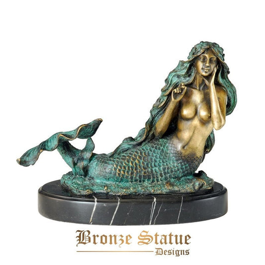 Mermaid statue sculpture bronze brass classic female art upscale birthday gifts home decor