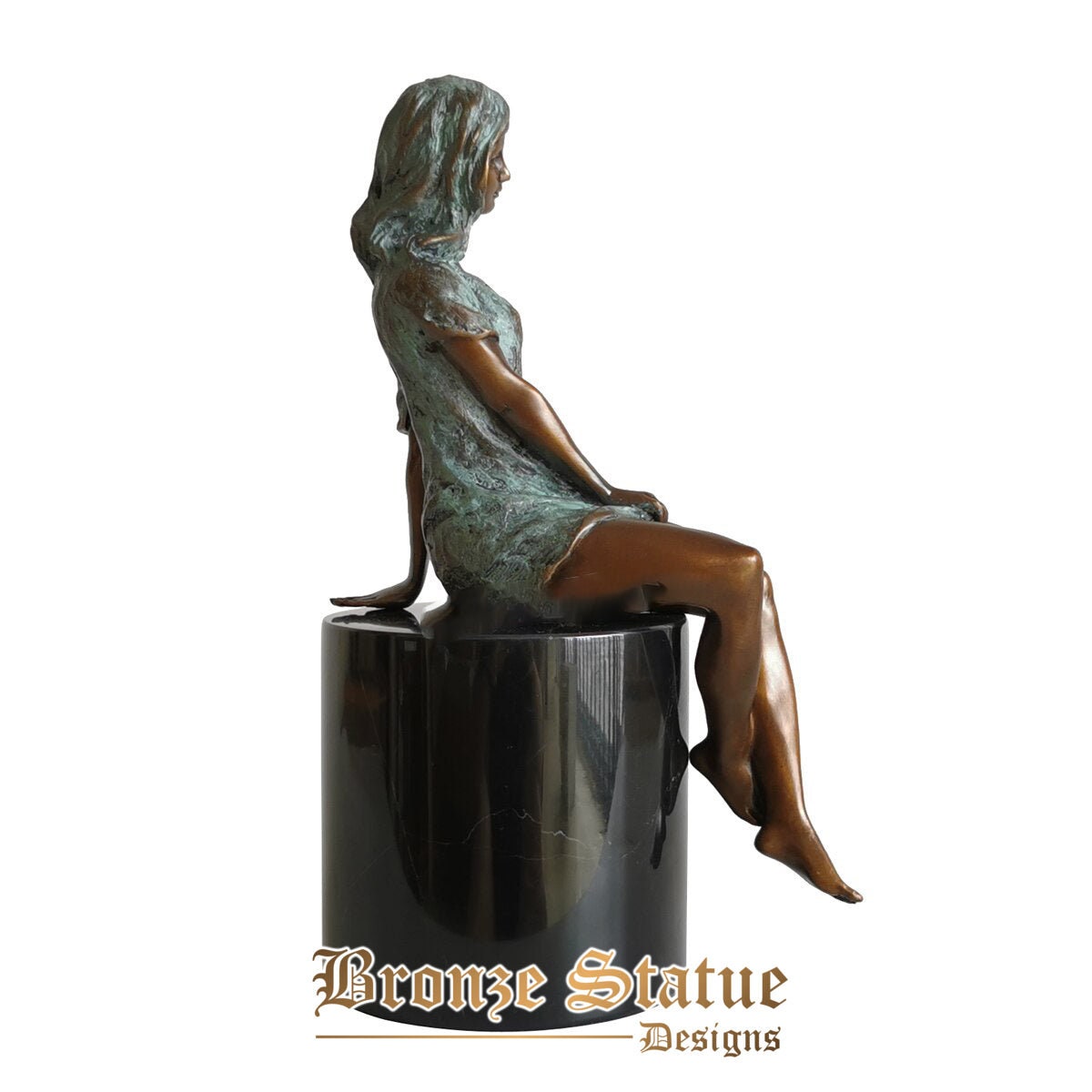 Bare sitting sexy woman statue bronze western female sculpture erotic nude woman modern art
