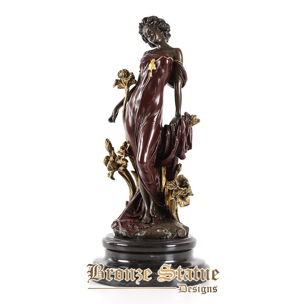 Beautiful flora goddess statue girl figurine bronze sculpture holiday gifts western europe woman art home decor