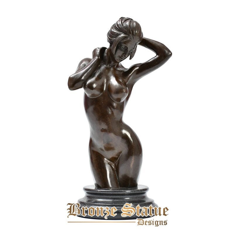 Nude female bust statue bronze erotic hot sexy woman sculpture naked girl figurine art collection decoration
