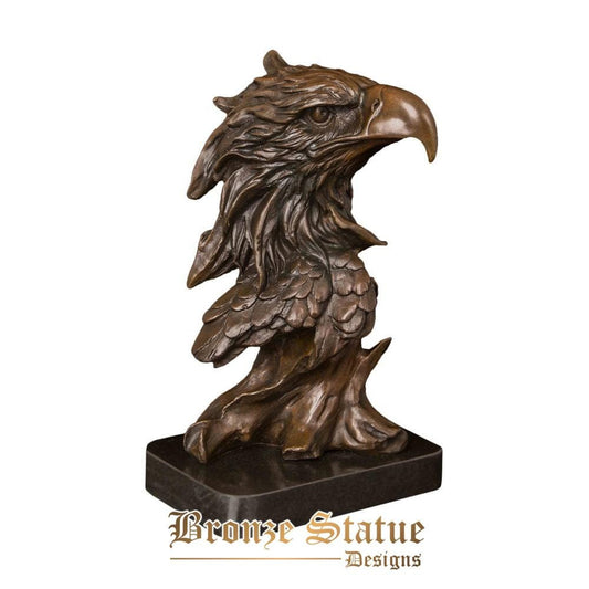 Estátua de cabeça de águia de bronze falcão falcão escultura de busto estatueta vida selvagem pássaro arte decoração mesa de escritório presentes de negócios
