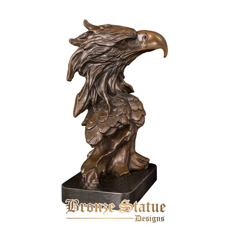 Bronze eagle head statue hawk falcon bust sculpture figurine wildlife bird art office table decor business gifts