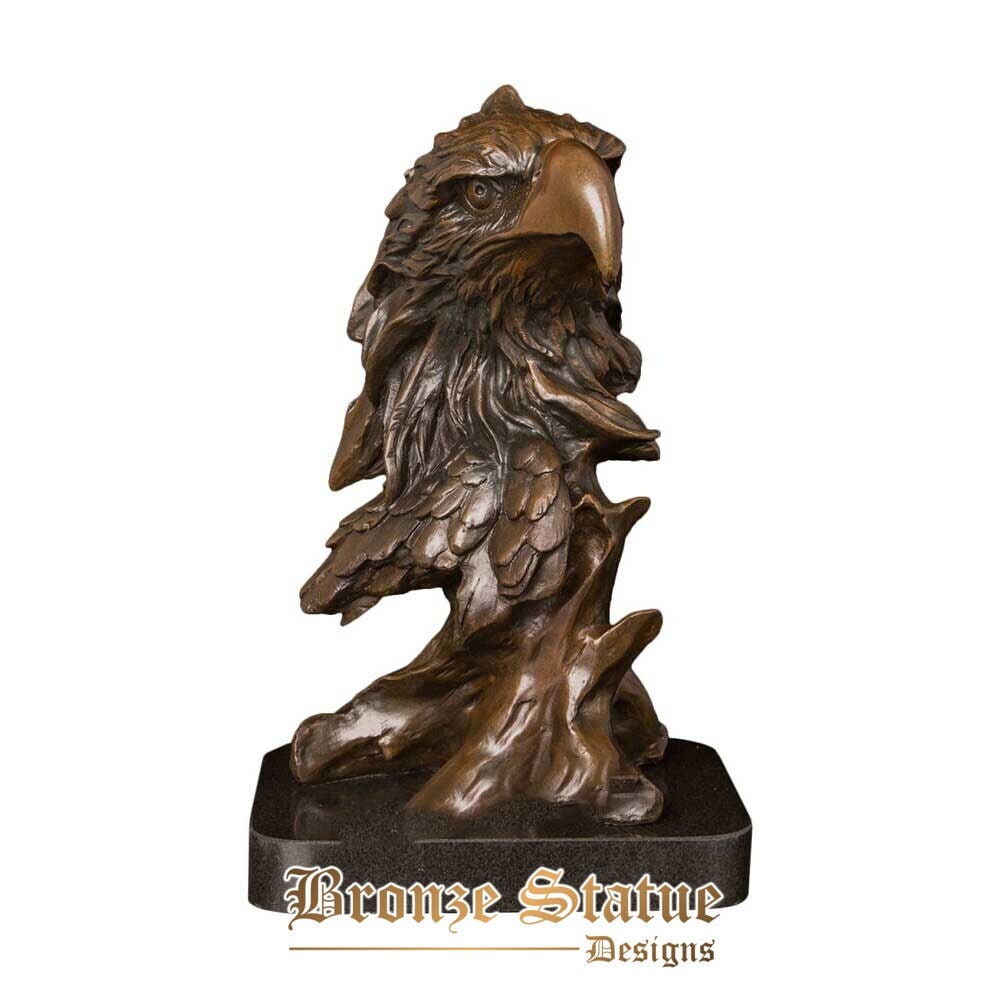 Bronze eagle head statue hawk falcon bust sculpture figurine wildlife bird art office table decor business gifts