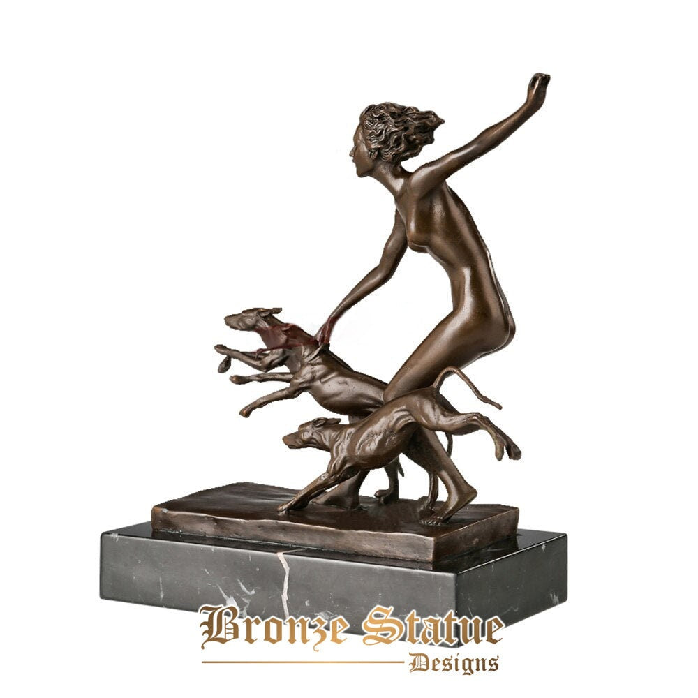 Diana statue hunting and moon goddess sculpture bronze greek artemis nude brass figurine living room decor vintage art