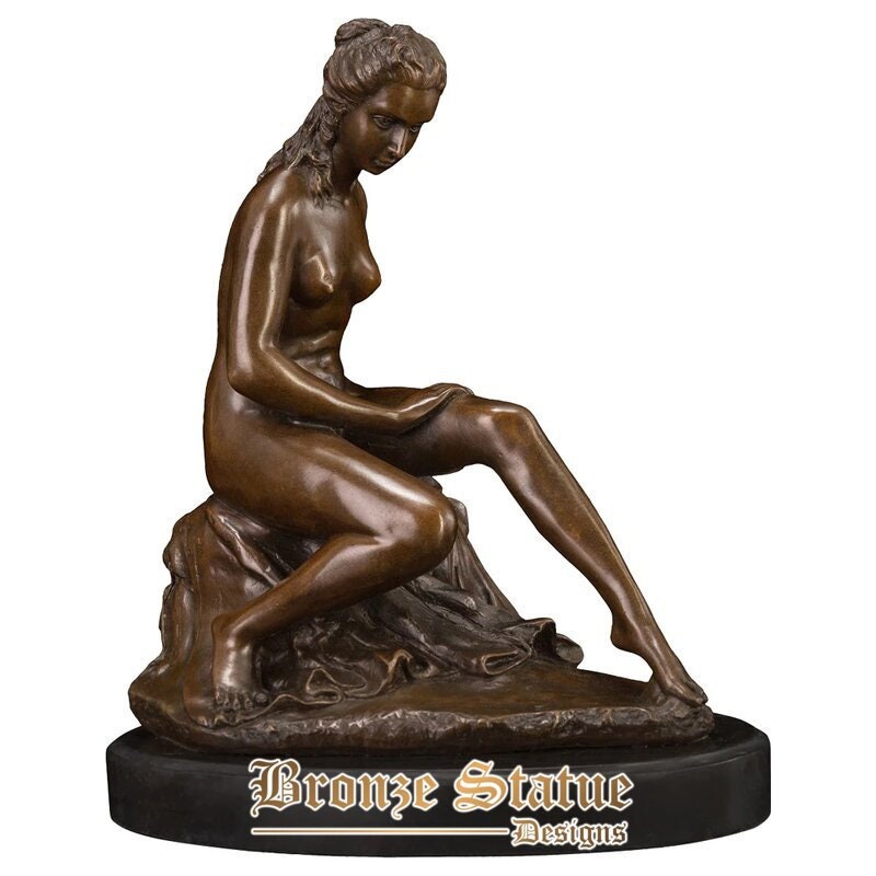 Thinking nude woman bronze statue erotic art modern western naked female art sculpture collection