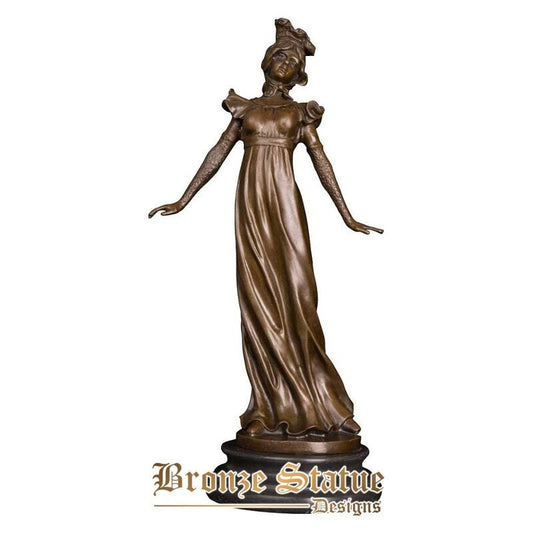 35 cm westliche weibliche Bronzeskulptur antike gekleidete Frau Statue Hotel Wohnkultur Ornament