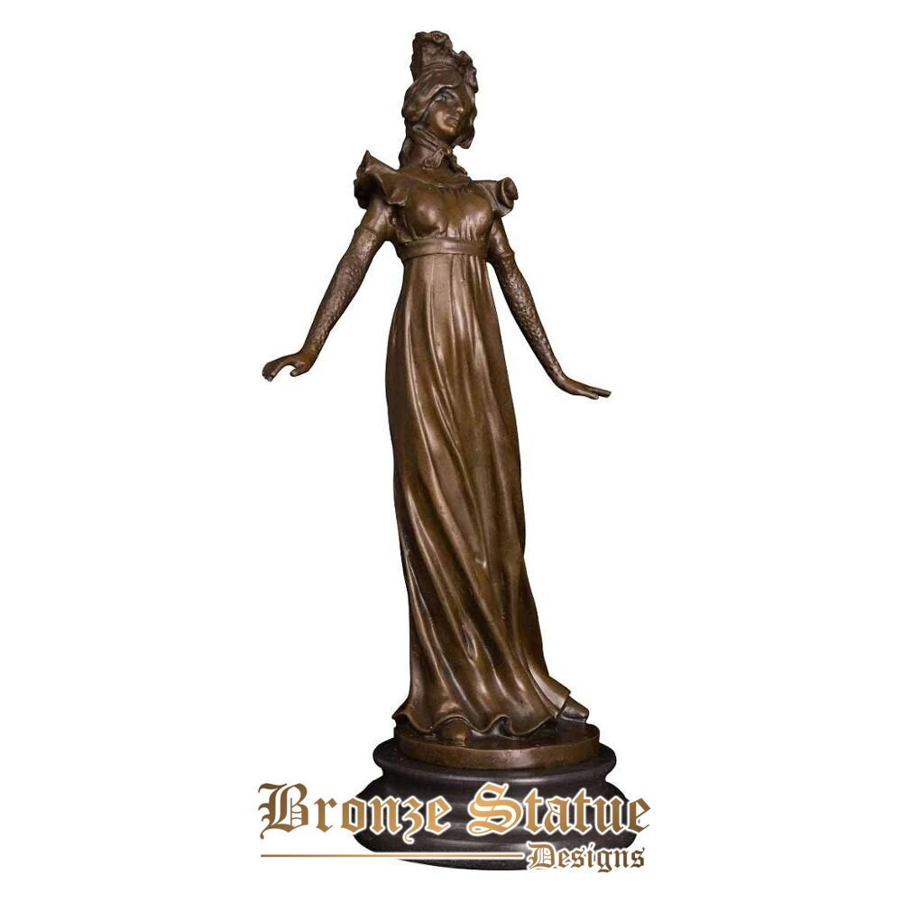 35cm western female bronze sculpture antique dressed woman statue hotel home decor ornament