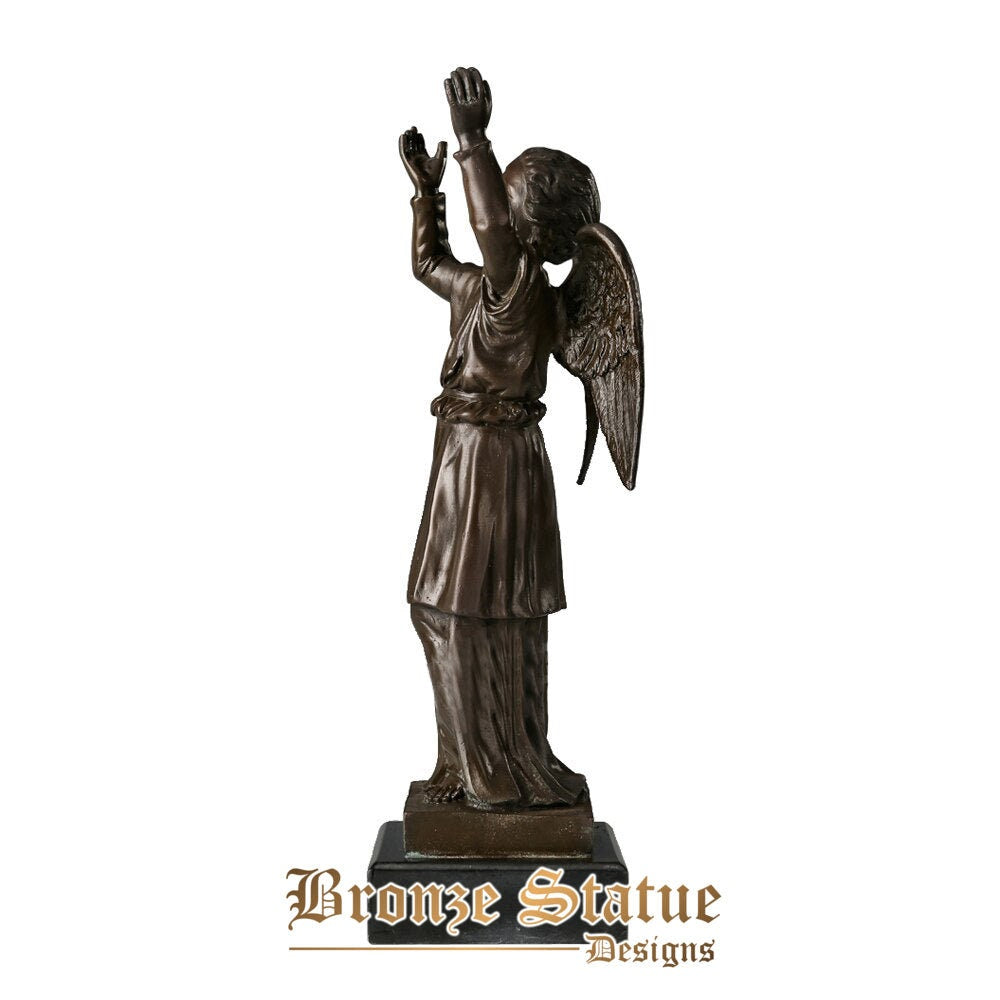Little angel bronze statue sculpture exquisite antique boy figurine art marble base superior home decor christmas gifts
