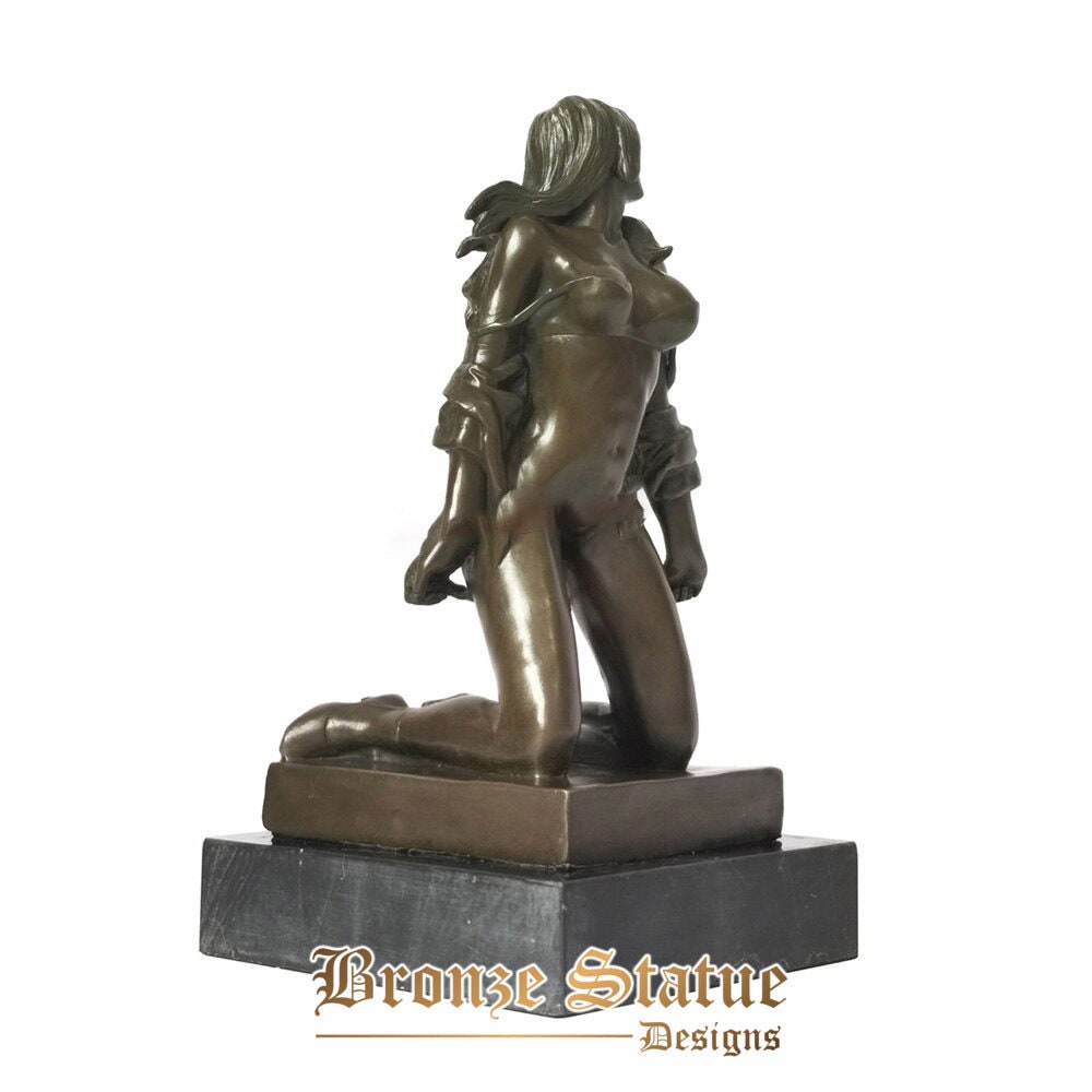 Western sculpture bundled nude woman bronze statue sexy naked female erotic art decor gifts