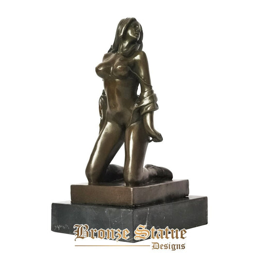 Western sculpture bundled nude woman bronze statue sexy naked female erotic art decor gifts