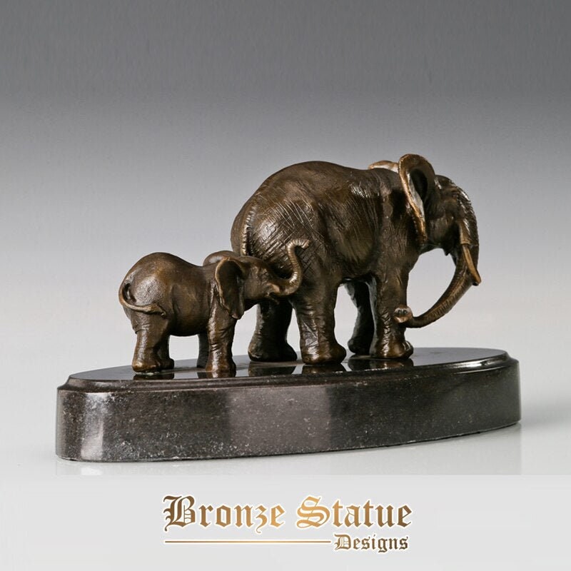 Amor elefante madre e hijo estatua bronce real pareja animal salvaje escultura arte decoración del hogar Accesorios