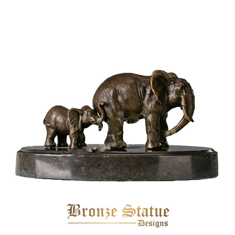 Amor elefante madre e hijo estatua bronce real pareja animal salvaje escultura arte decoración del hogar Accesorios