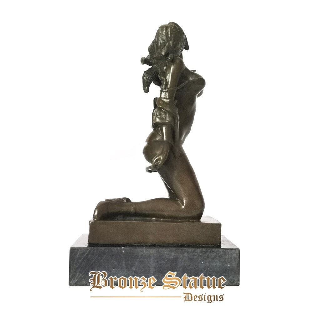 Western sculpture bundled nude woman bronze statue sexy naked female erotic art decor gifts