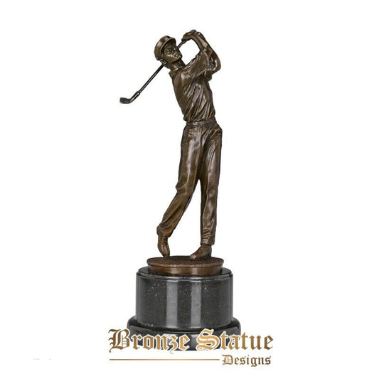 Bronze golfe homem estátua escultura esporte masculino arte moderna decoração para casa | 13in | 33cm