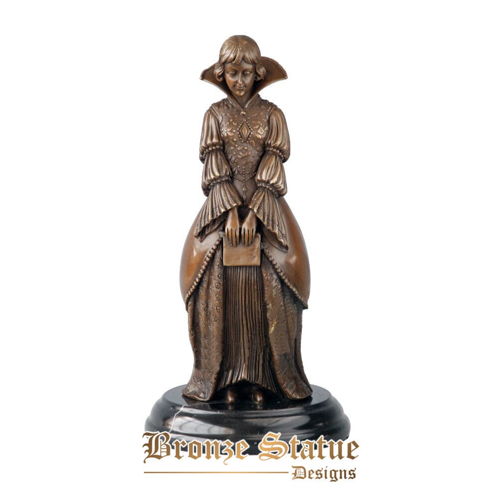 Graziosa statua di donna in bronzo fuso a caldo scultura femminile occidentale vintage figurine galleria d'arte arredamento scrivania