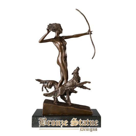 Greek artemis statue bronze goddess of hunting and moon sculpture myth diana nude figurine home decor antique art