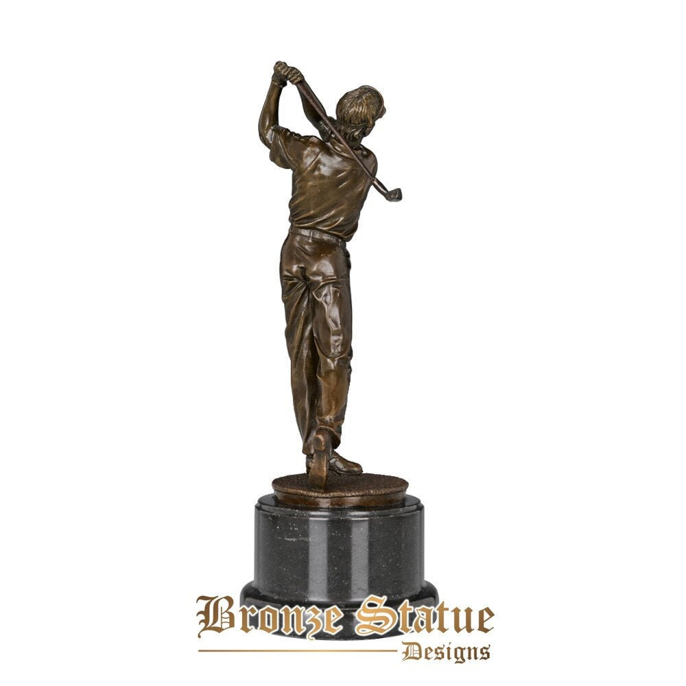 Bronze golf man statue sculpture sport male modern art home decor | 13in | 33cm