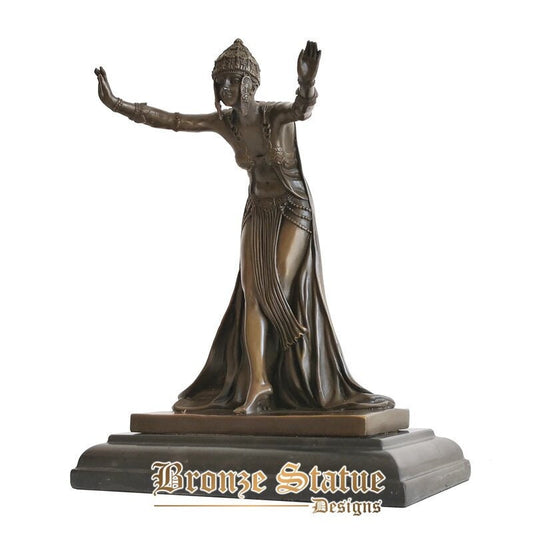 Estátua de dança assíria de bronze escultura antiguidade clássica mulher asiática arte colecionável estatueta decoração de escritório em casa