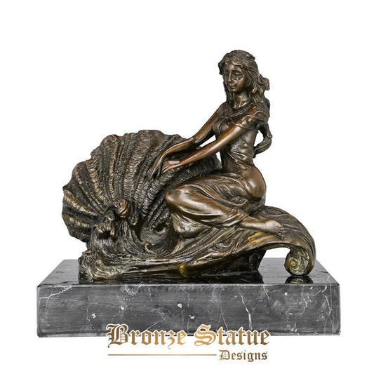 Bronze shell young woman statue book end sculpture modern figurine art home study decor