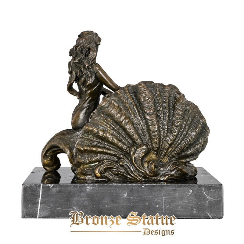 Bronze shell young woman statue book end sculpture modern figurine art home study decor