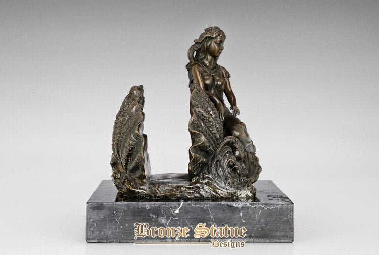 Bronze shell young woman statue book end sculpture modern figurine art home study decor