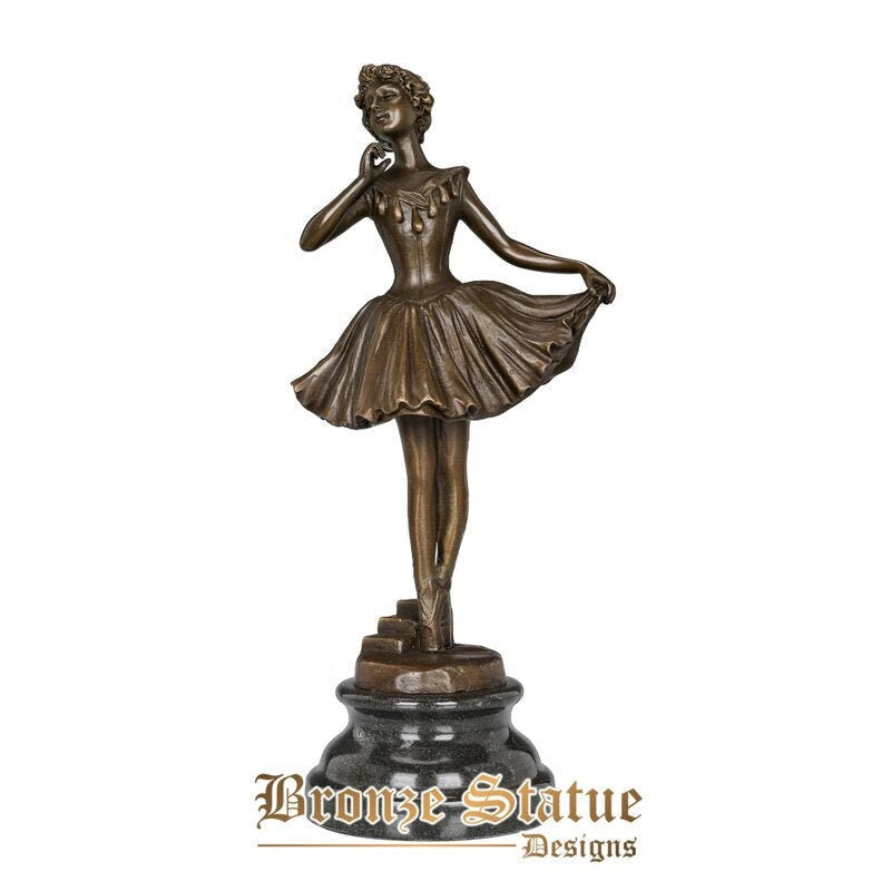 Modern ballet dance teen girl bronze statue ballerina in dress sculpture figurine home decor child birthday gifts