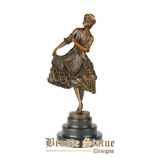 Sunny female dance sculpture woman statue bronze antique art gorgeous decor ornament marble base
